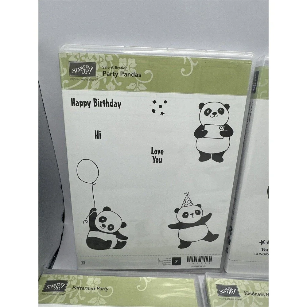 Lot of Stampin' Up Stamp Sets Stamps Cling Party Valentine Panda Kindness words